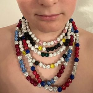 💎 Rhinestone Studded Clay Bead 16” Necklace CUSTOM Orders in Assorted Colors